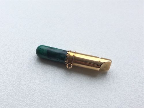 An 18ct Gold & Malachite Victorian Dog Whistle
