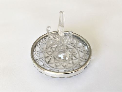 A Unusual Edwardian Silver Mounted Ring Tree/trinket Dish