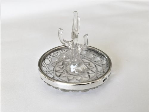 fig 1. A unusual Edwardian silver mounted ring tree/trinket dish