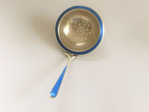 fig 1. A Scandinavian silver & guilloche enamel tea strainer 