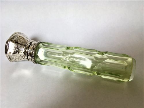 fig 1. An unusual French silver & uranium glass scent bottle