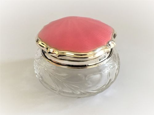 A Superb Art Deco Silver & Guilloche Enamel Powder Bowl