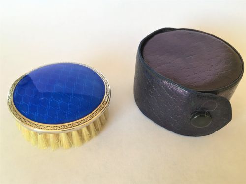 A Rare Silver & Guilloche Enamel Card Table Brush