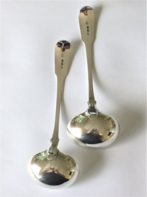 fig 2. A rare pair of silver ladles by Female silversmiths