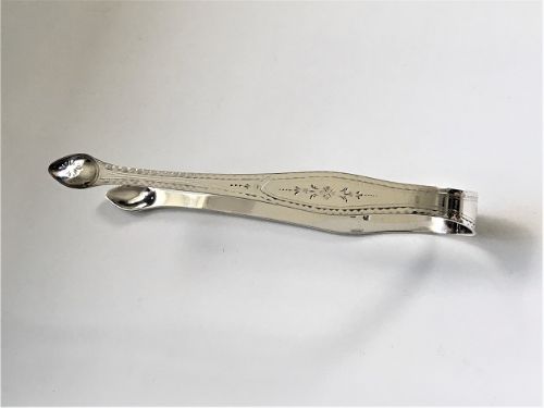 A Pair of Hester Bateman Bright Cut Silver Tongs