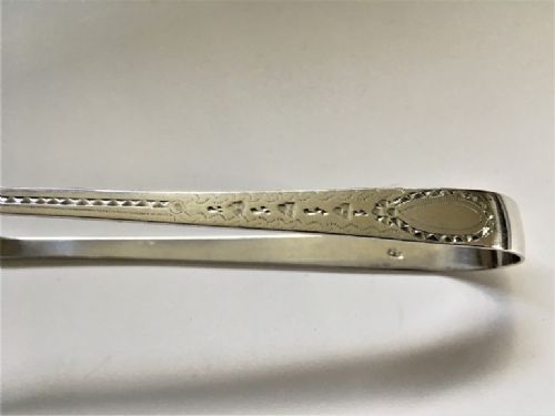 fig 1. A charming pair of Bright cut Georgian silver tongs