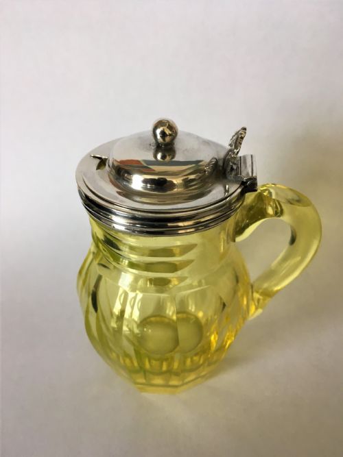 fig 1. A rare Victorian silver & uranium glass mustard pot