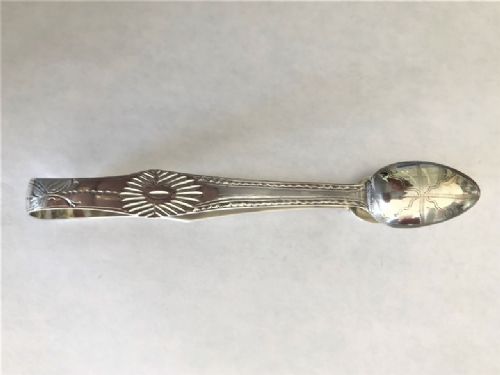 A Rare Pair of Exeter Bright Cut Silver Tongs