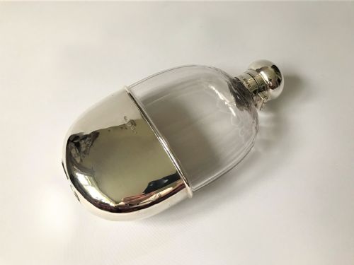 fig 1. A handsome George V silver mounted hip flask