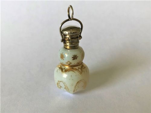 A French Miniature Silver & Opaline Glass Scent Bottle