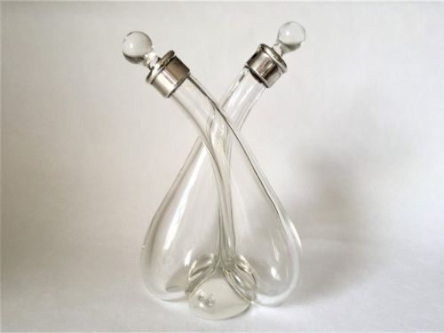 A Fine George V Silver Mounted Oil & Vinegar Bottle
