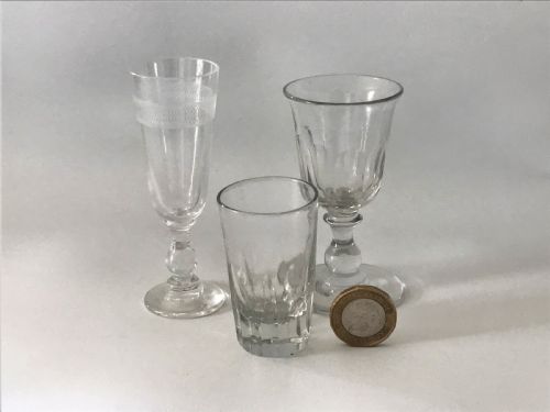 A Charming Trio of Victorian Salesman Miniature Glasses