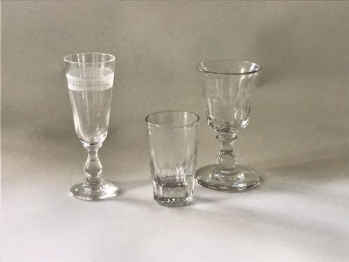 fig 1. A charming trio of Victorian salesman miniature glasses
