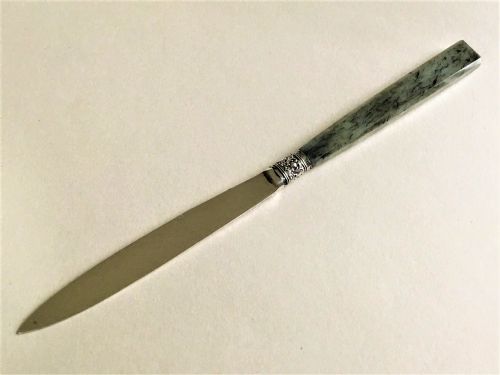 A Superb Victorian Moss Agate & Silver Letter Opener