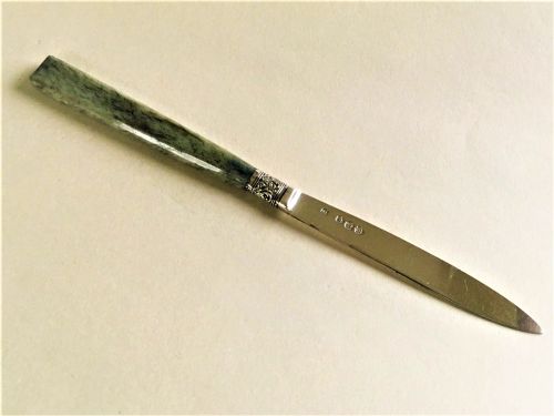 fig 1. A superb Victorian moss agate & silver letter opener
