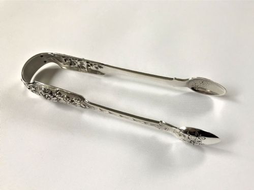 fig 1. A fabulous pair of cast Irish silver tongs