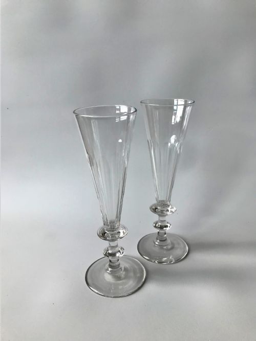 A Gorgeous Pair of Victorian Cut Glass Champagne Flutes