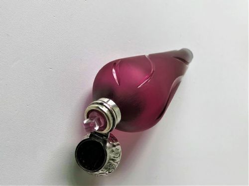 fig 1. A rare Victorian silver mounted satin glass scent bottle