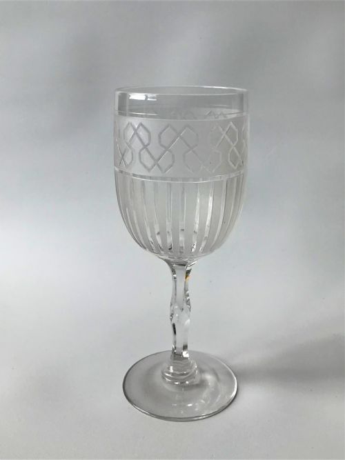 A Fabulous Victorian Frosted & Cut Wine Goblet