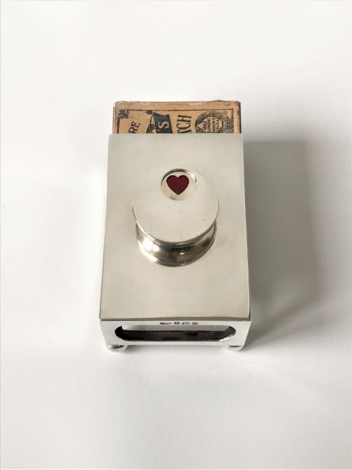 fig 1. A rare Edwardian silver table matchbox/trump marker