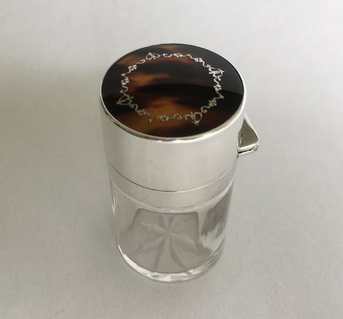 A Lovely Silver & Tortoiseshell Dressing Table Bottle