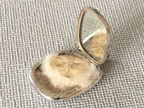 fig 1. A lovely silver chatelaine compact & powder puff