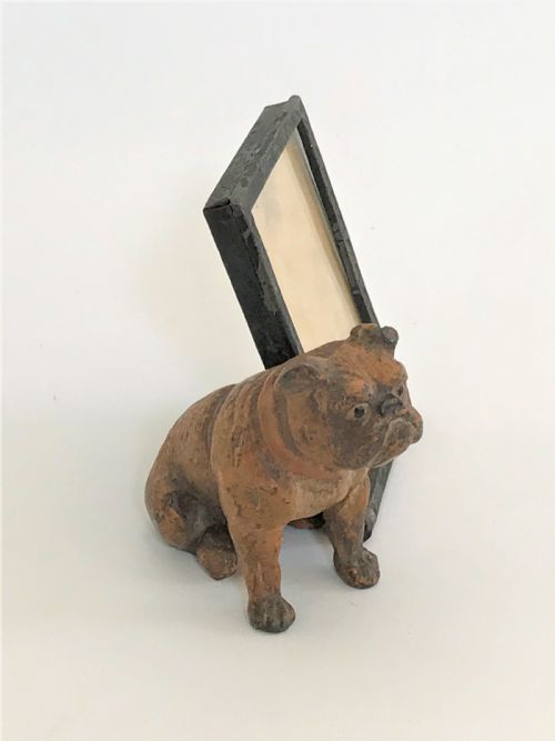 A Cold Painted Figure of  a Bulldog with Photo Frame