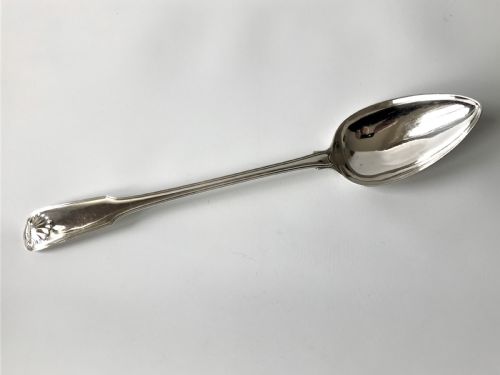 A Rare Newcastle Silver Fiddle, Thread & Shell Basting Spoon