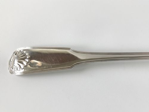 fig 1. A rare Newcastle silver fiddle, thread & shell basting spoon