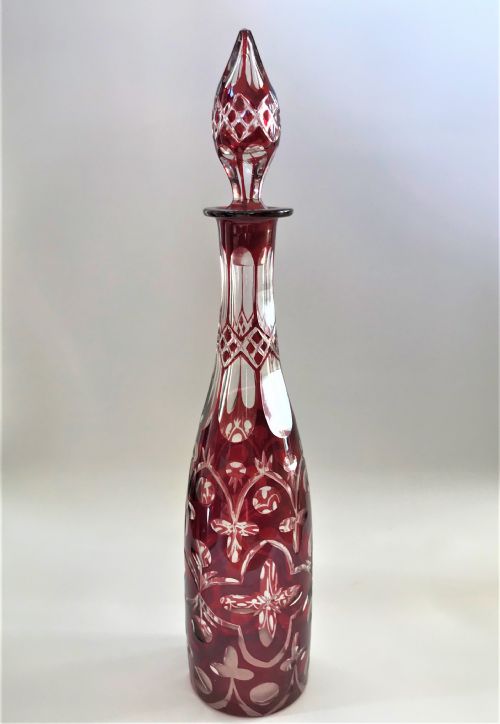 A Victorian Ruby Flashed Cut Glass Decanter