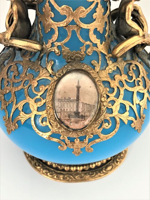 fig 1. An outstanding Palais Royale ormolu and opaline glass cologne bottle
