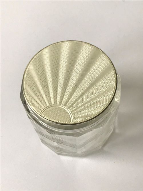 fig 1. A fabulous Art Deco silver & guilloche enamel vanity jar