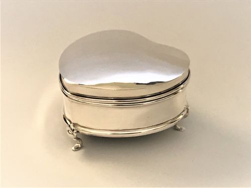 A Chester Silver Heart Shaped Trinket Box