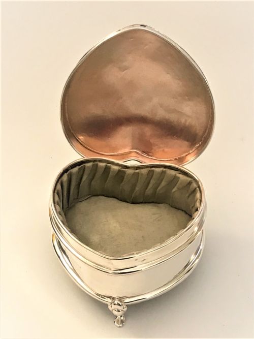 fig 1. A Chester silver heart shaped trinket box