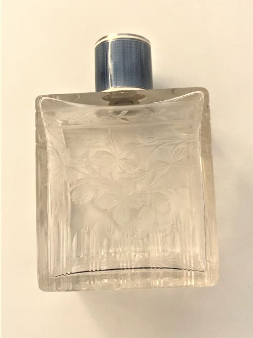 fig 1. A fabulous silver & guilloche enamel mounted cologne bottle