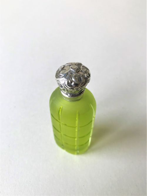 fig 1. A stunning acid green silver mounted scent bottle