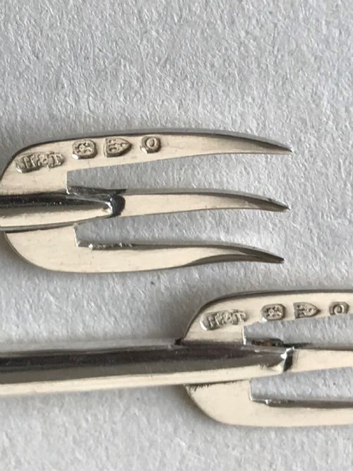 fig 1. A pair of Victorian Chester silver pickle forks