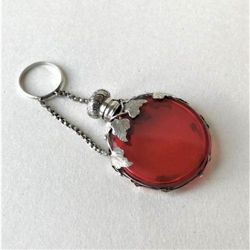 fig 1. A gorgeous silver & cranberry Victorian scent bottle