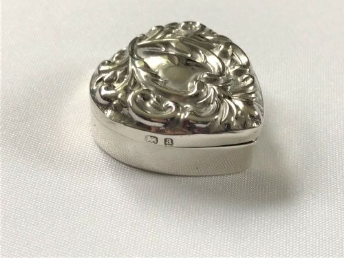 A Victorian Heart Shaped Silver Pill Box