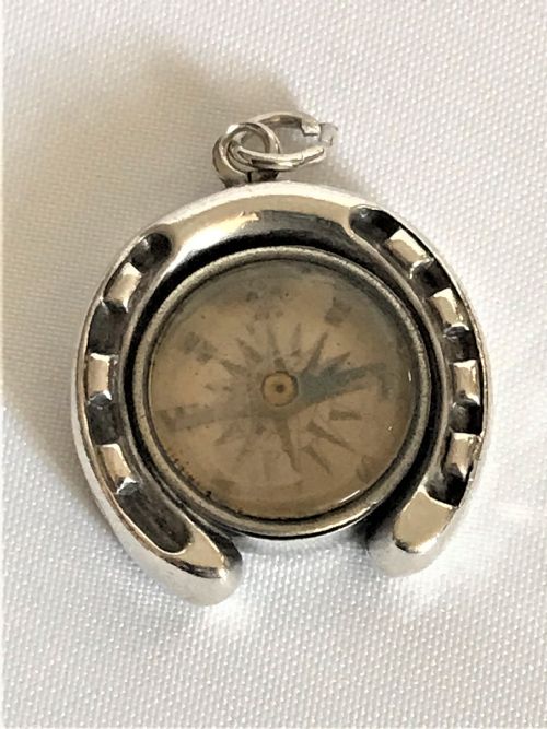 A Novelty Victorian Silver Horseshoe Compass