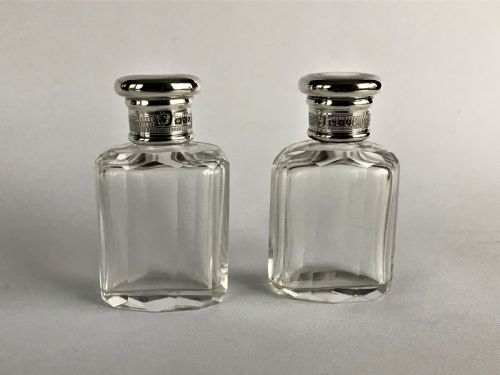 A Delightful Pair of Silver Mounted Small Toilet Water Bottles