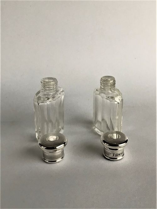 fig 1. A delightful pair of silver mounted small toilet water bottles