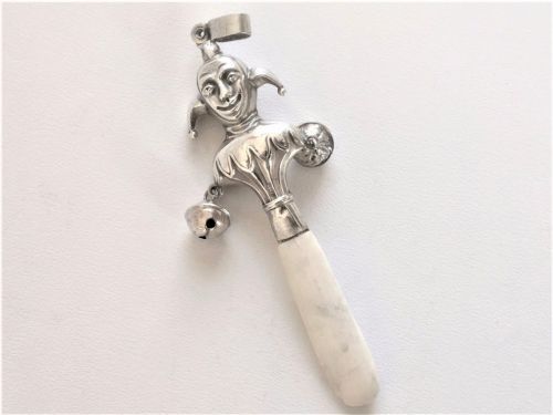 fig 1. A rare silver Court Jester rattle