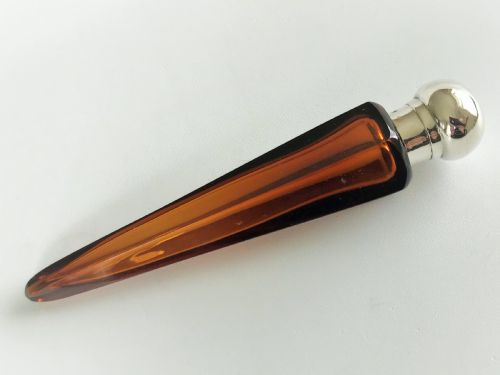 An Unusual Victorian Silver Mounted Amber Scent Flask