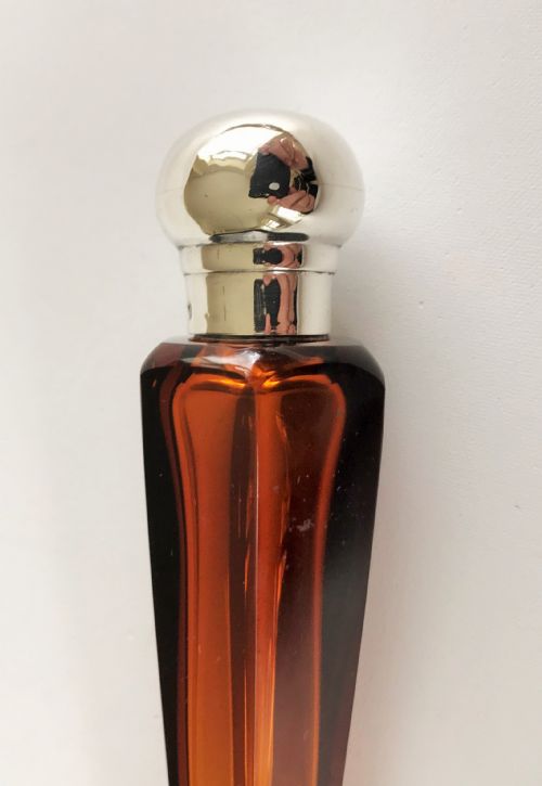 fig 1. An unusual Victorian silver mounted amber scent flask