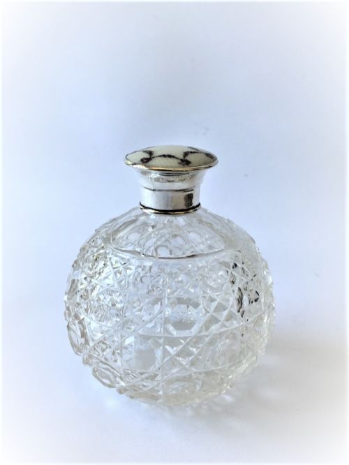 A Gorgeous Silver & Enamel Lidded Cologne Bottle