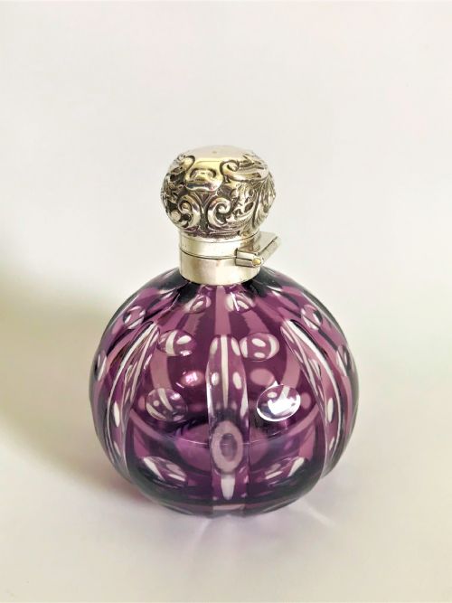 A Fabulous Victorian Silver & Amethyst Glass Cologne Bottle