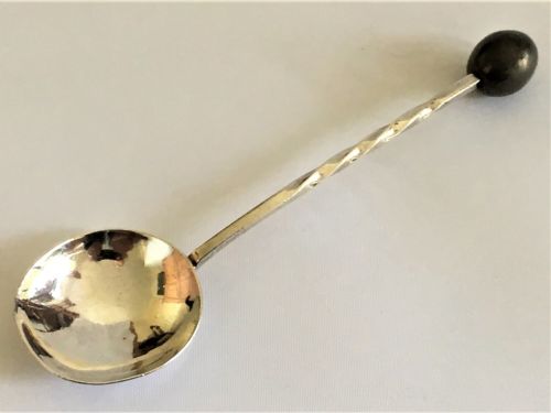 A Rare a E Jones Arts & Crafts Silver Olive Spoon