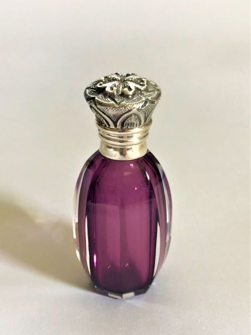 A Gorgeous Victorian Silver & Amethyst Glass Scent Bottle