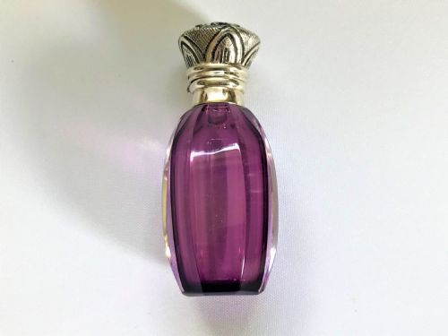 fig 1. A gorgeous Victorian silver & amethyst glass scent bottle
